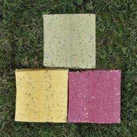 3 Suet Blocks lying on grass Apple, Berry, Insect & Mealworm flavour