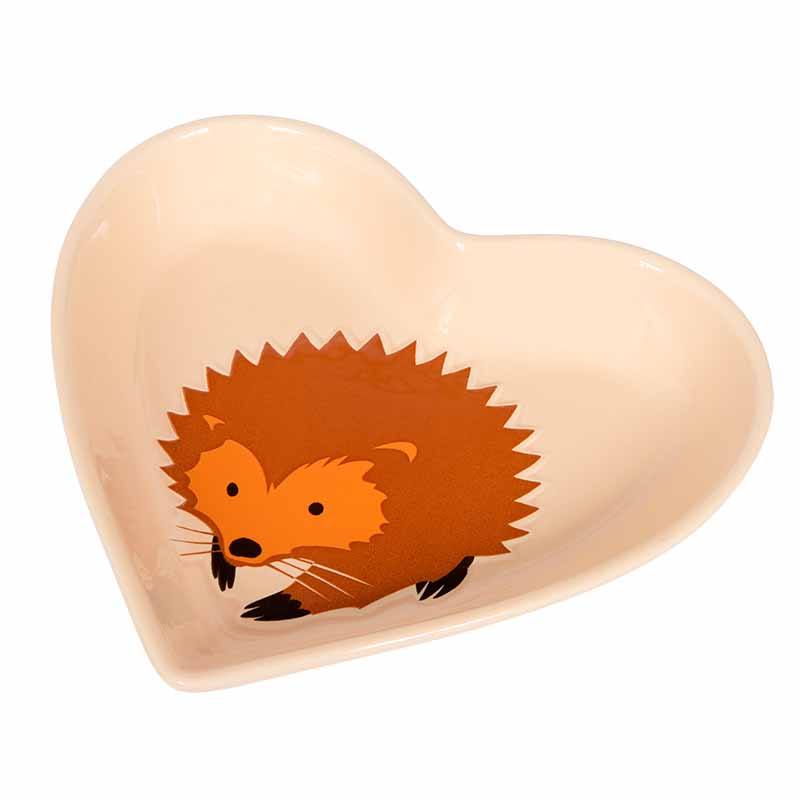 I Love Hedgehogs™ white bowl with cartoon hedgehog in centre on white background